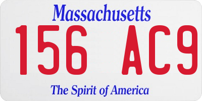 MA license plate 156AC9