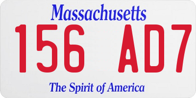 MA license plate 156AD7