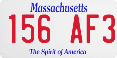 MA license plate 156AF3