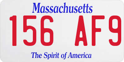 MA license plate 156AF9