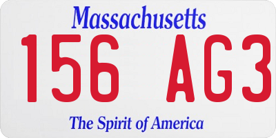 MA license plate 156AG3