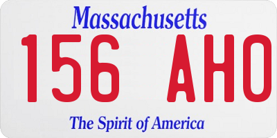 MA license plate 156AH0