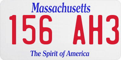 MA license plate 156AH3