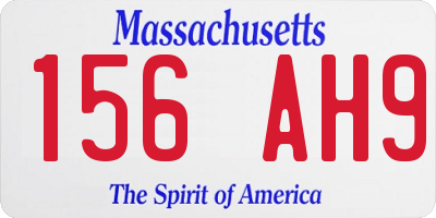 MA license plate 156AH9