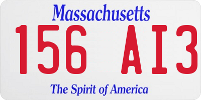 MA license plate 156AI3