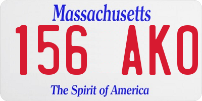 MA license plate 156AK0