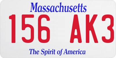 MA license plate 156AK3