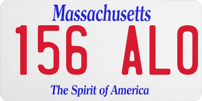 MA license plate 156AL0