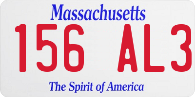 MA license plate 156AL3
