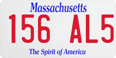 MA license plate 156AL5