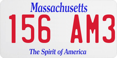 MA license plate 156AM3