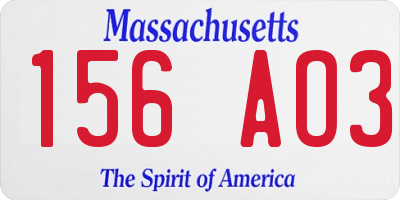 MA license plate 156AO3