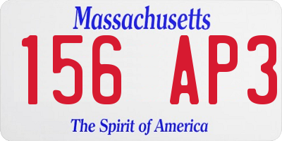 MA license plate 156AP3