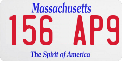 MA license plate 156AP9