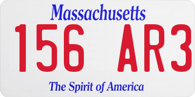 MA license plate 156AR3