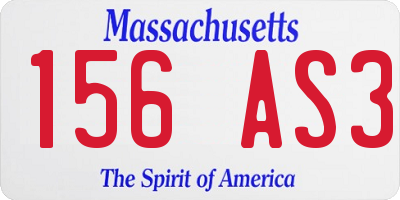 MA license plate 156AS3