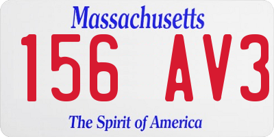 MA license plate 156AV3