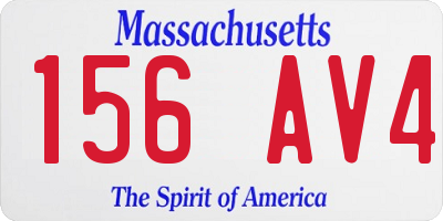 MA license plate 156AV4