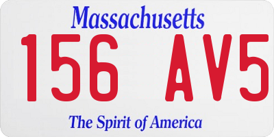 MA license plate 156AV5