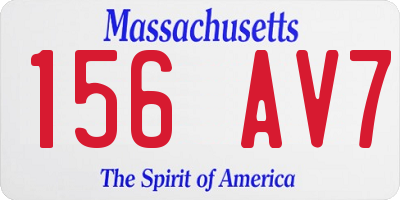 MA license plate 156AV7