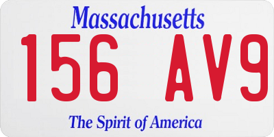 MA license plate 156AV9