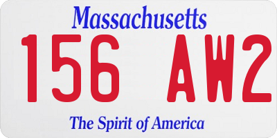 MA license plate 156AW2