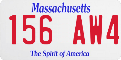 MA license plate 156AW4