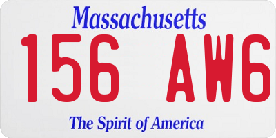 MA license plate 156AW6