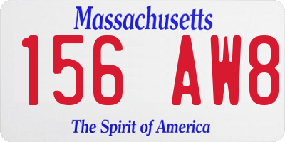MA license plate 156AW8