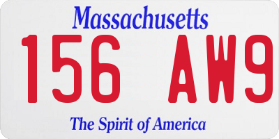 MA license plate 156AW9