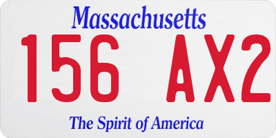 MA license plate 156AX2