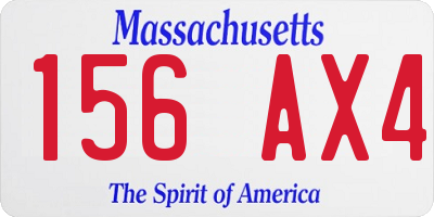 MA license plate 156AX4