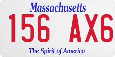 MA license plate 156AX6