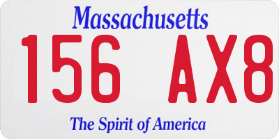 MA license plate 156AX8