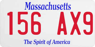 MA license plate 156AX9