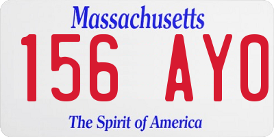 MA license plate 156AY0