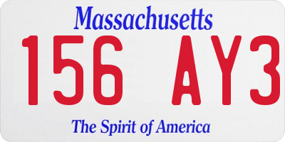 MA license plate 156AY3