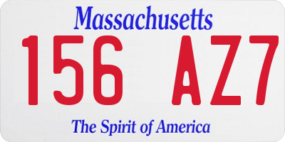 MA license plate 156AZ7