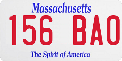 MA license plate 156BA0