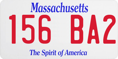 MA license plate 156BA2