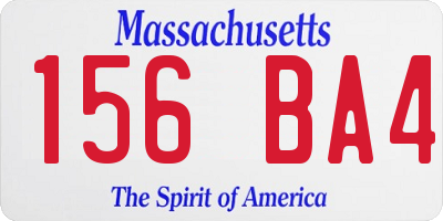 MA license plate 156BA4