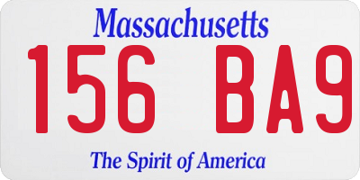 MA license plate 156BA9