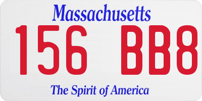 MA license plate 156BB8