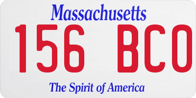 MA license plate 156BC0