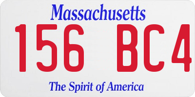 MA license plate 156BC4