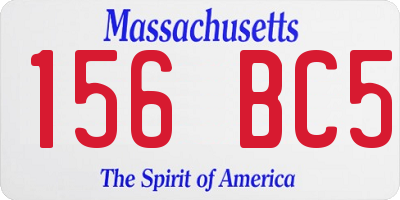 MA license plate 156BC5