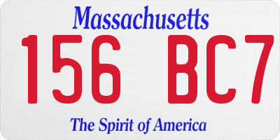 MA license plate 156BC7