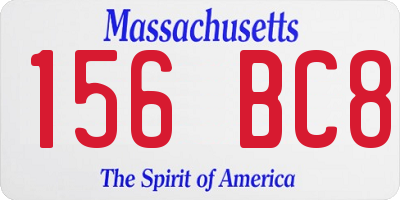 MA license plate 156BC8