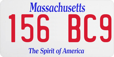 MA license plate 156BC9