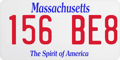 MA license plate 156BE8